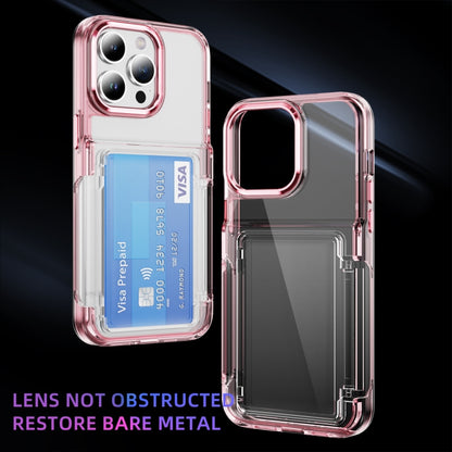 For iPhone 16 Pro Max Card Holder Acrylic Hybrid TPU Phone Case(Transparent Pink) - iPhone 16 Pro Max Cases by buy2fix | Online Shopping UK | buy2fix