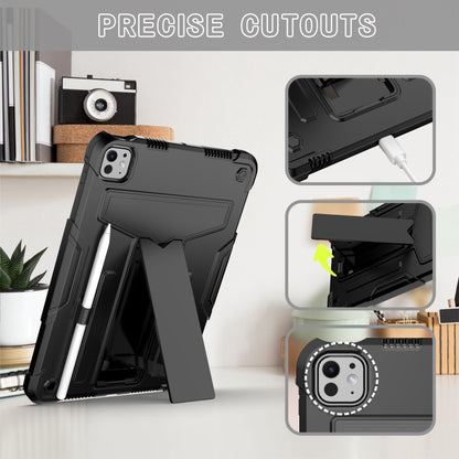 For iPad Pro 11 2024 T Holder Robot Silicone Hybrid PC Tablet Case(Black) - iPad Pro 11 2024 Cases by buy2fix | Online Shopping UK | buy2fix