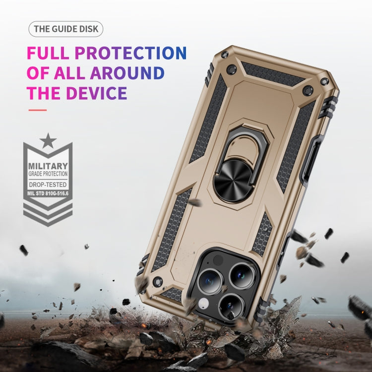 For iPhone 16 Pro Max Shockproof TPU Hybrid PC Phone Case with Holder(Gold) - iPhone 16 Pro Max Cases by buy2fix | Online Shopping UK | buy2fix