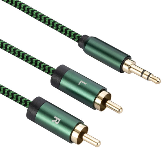 3.5mm Male to 2 RCA Male Audio Cable Amplifier Connector, Length:3m(Green) - RCA Cable by buy2fix | Online Shopping UK | buy2fix