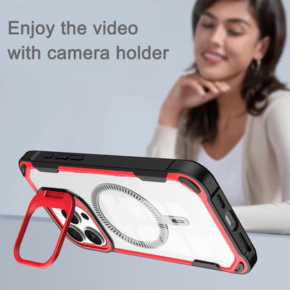 For iPhone 16 Pro Max Transparent Acrylic MagSafe Lens Holder Phone Case(Red) - iPhone 16 Pro Max Cases by buy2fix | Online Shopping UK | buy2fix