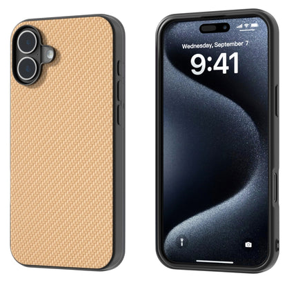 For iPhone 16 Carbon Fiber Texture Protective Phone Case(Gold) - iPhone 16 Cases by buy2fix | Online Shopping UK | buy2fix