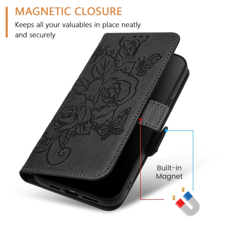 For Redmi K70 Ultra 5G Global Embossed Rose RFID Anti-theft Leather Phone Case(Black) - Xiaomi Cases by buy2fix | Online Shopping UK | buy2fix