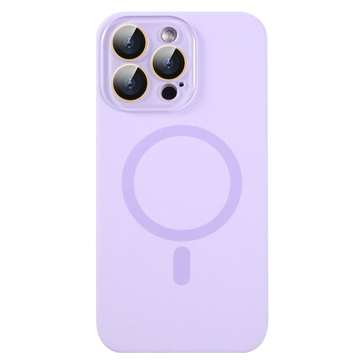 For iPhone 16 Pro Liquid Silicone MagSafe Full Coverage Phone Case with Lens Film(Purple) - iPhone 16 Pro Cases by buy2fix | Online Shopping UK | buy2fix