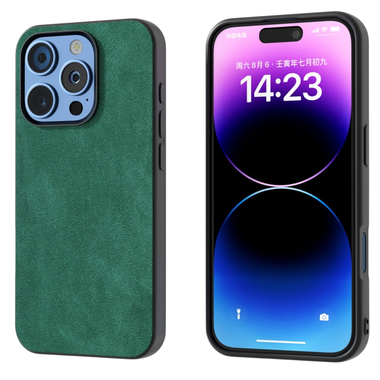 For iPhone 16 Pro Black Frame PU Leather Full Coverage Phone Case(Green) - iPhone 16 Pro Cases by buy2fix | Online Shopping UK | buy2fix