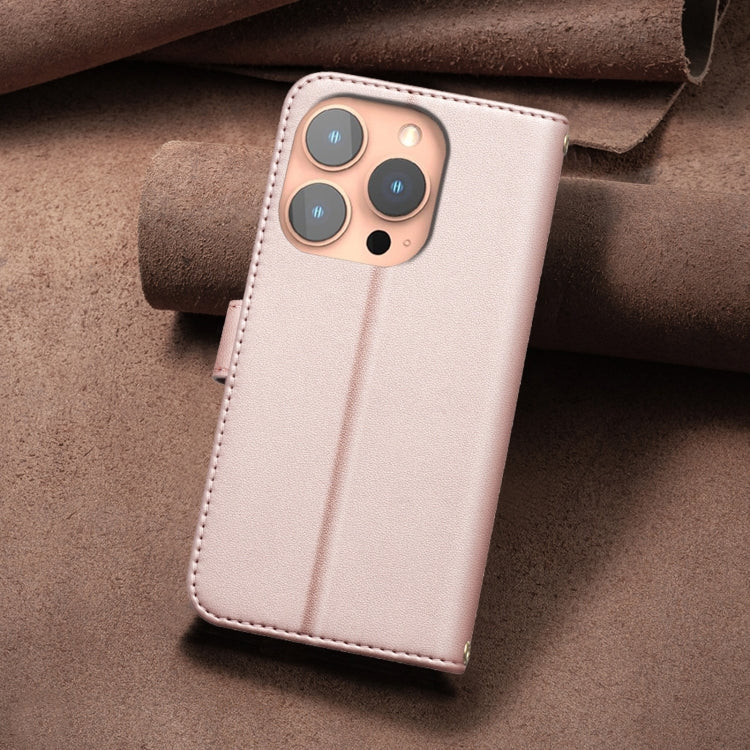 For iPhone 16 Pro Square Texture Leather Phone Case(Rose Gold) - iPhone 16 Pro Cases by buy2fix | Online Shopping UK | buy2fix