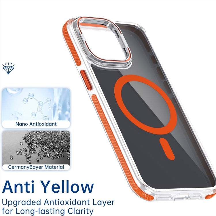 For iPhone 15 Pro Magsafe Dual-Color Transparent Black Lens Holder Phone Case(White) - iPhone 15 Pro Cases by buy2fix | Online Shopping UK | buy2fix