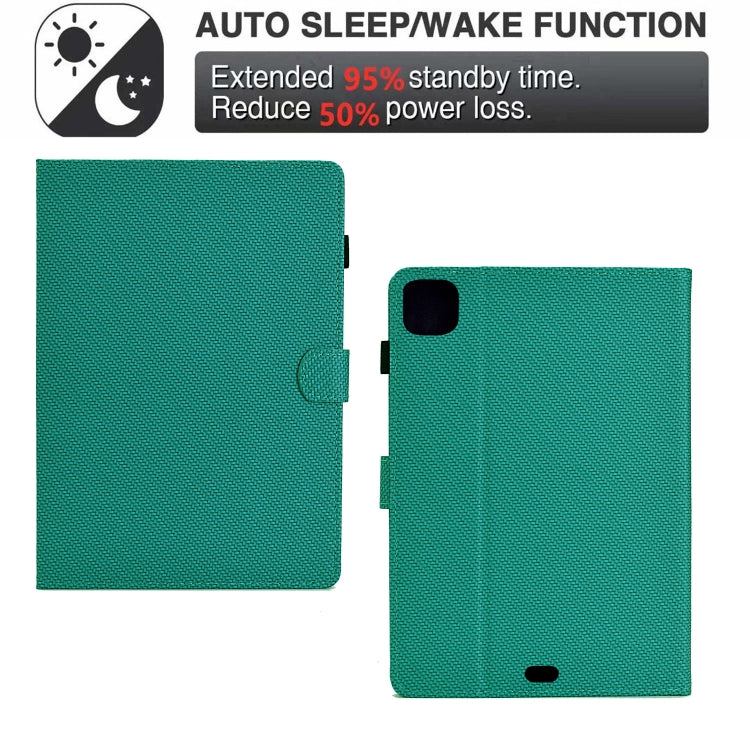 For iPad Pro 11 2024 Solid Color Fiber Texture Smart Tablet Leather Case(Lake Green) - iPad Pro 11 2024 Cases by buy2fix | Online Shopping UK | buy2fix