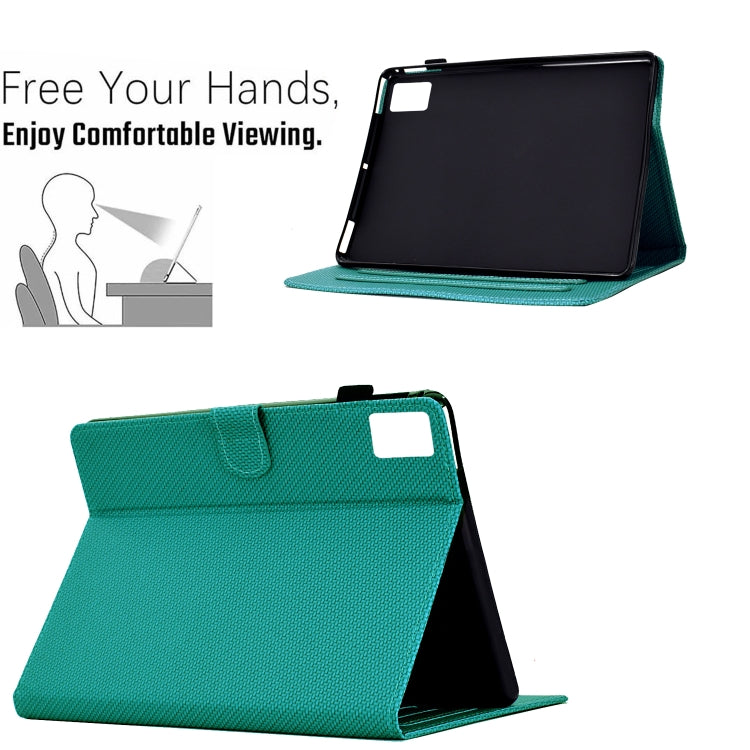 For Lenovo Tab M11 / Xiaoxin Pad 2024 Solid Color Fiber Texture Smart Tablet Leather Case(Lake Green) - Lenovo by buy2fix | Online Shopping UK | buy2fix