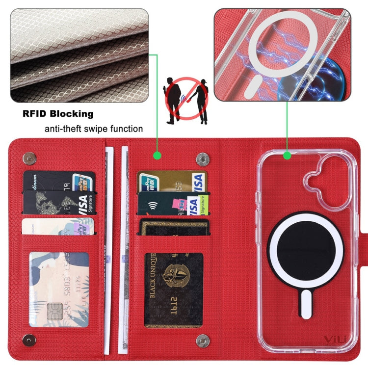 For iPhone 16 Pro ViLi GHA-C Series RFID MagSafe Magnetic Flip Leather Phone Case(Red) - iPhone 16 Pro Cases by ViLi | Online Shopping UK | buy2fix