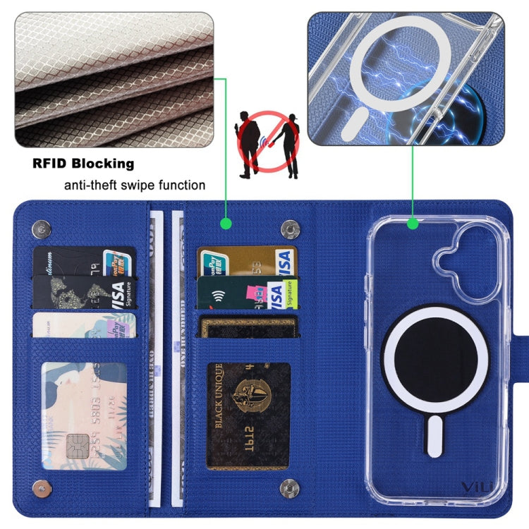 For iPhone 14 Pro ViLi GHA-C Series RFID MagSafe Magnetic Flip Leather Phone Case(Blue) - iPhone 14 Pro Cases by ViLi | Online Shopping UK | buy2fix