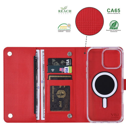 For iPhone 16 Pro Max ViLi GHB-C Series RFID MagSafe Magnetic Flip Leather Phone Case(Red) - iPhone 16 Pro Max Cases by ViLi | Online Shopping UK | buy2fix