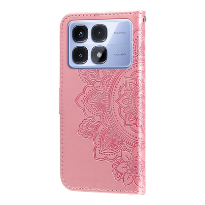 For Redmi K70 Ultra Seven-petal Flowers Embossing Leather Phone Case(Rose Gold) - Xiaomi Cases by buy2fix | Online Shopping UK | buy2fix