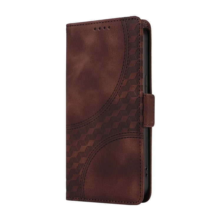 For OnePlus 13 Embossed Rhombus Starry Leather Phone Case(Brown) - OnePlus Cases by buy2fix | Online Shopping UK | buy2fix