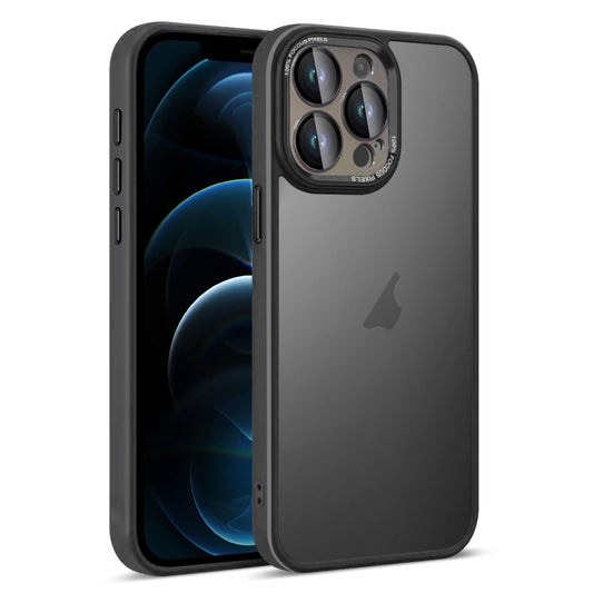 For iPhone 12 Pro Max Colorful Armor Lens Film Translucent Skin Feel Phone Case(Black) - iPhone 12 Pro Max Cases by buy2fix | Online Shopping UK | buy2fix