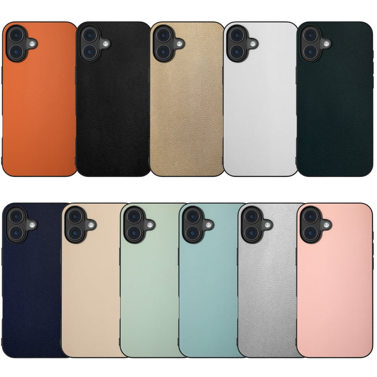 For iPhone 16 PU Leather Black Frame Full Coverage Phone Case(Black) - iPhone 16 Cases by buy2fix | Online Shopping UK | buy2fix