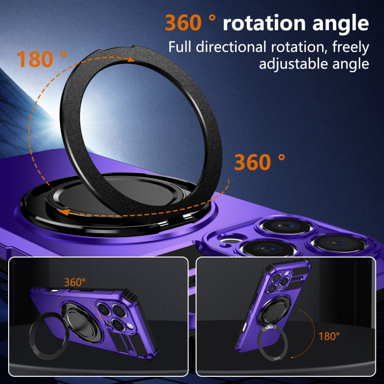 For iPhone 16 Pro Rotating Magnetic Holder Phone Case(Purple) - iPhone 16 Pro Cases by buy2fix | Online Shopping UK | buy2fix