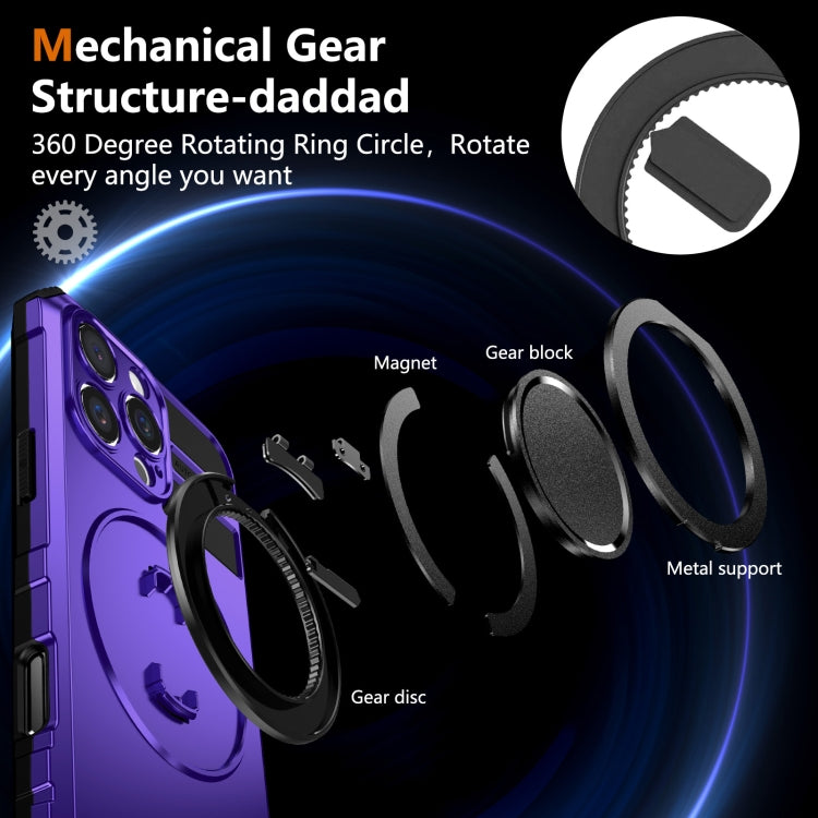 For iPhone 16 Pro Rotating Magnetic Holder Phone Case(Purple) - iPhone 16 Pro Cases by buy2fix | Online Shopping UK | buy2fix