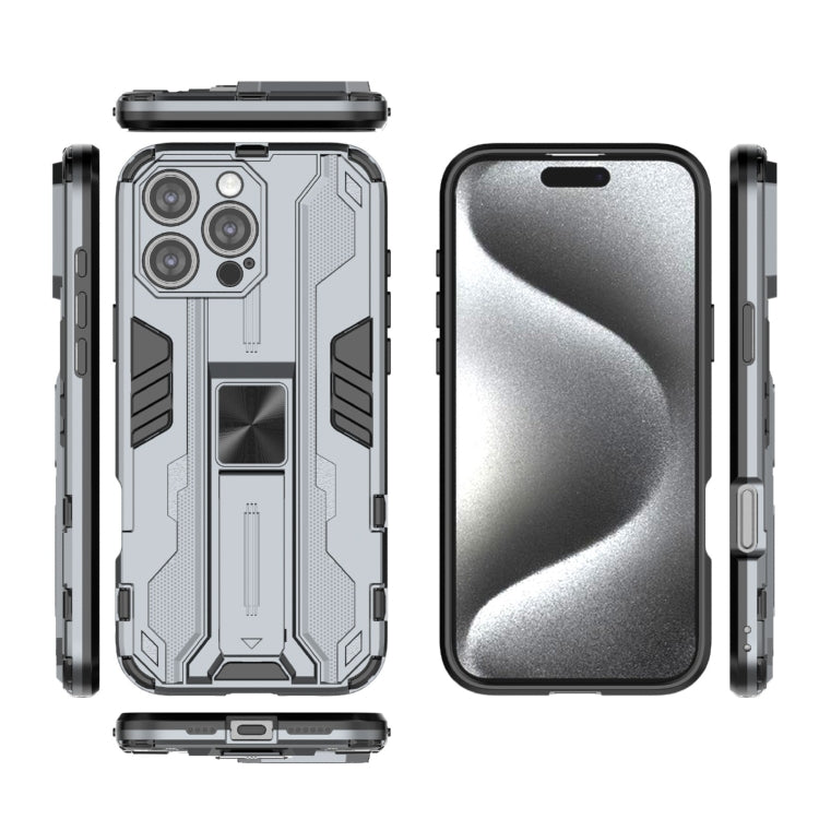 For iPhone 16 Pro Max Supersonic PC + TPU Holder Phone Case(Grey) - iPhone 16 Pro Max Cases by buy2fix | Online Shopping UK | buy2fix