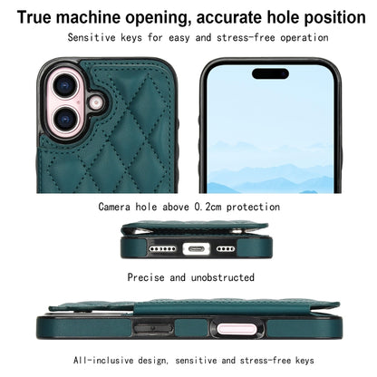 For iPhone 16 Plus Double Buckle Rhombic PU Leather Phone Case(Green) - iPhone 16 Plus Cases by buy2fix | Online Shopping UK | buy2fix