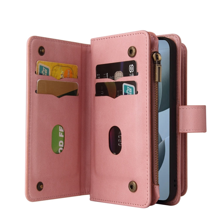 For Xiaomi Poco F6 Pro Skin Feel Multi Card Slots Zipper Wallet Leather Phone Case(Pink) - Xiaomi Cases by buy2fix | Online Shopping UK | buy2fix