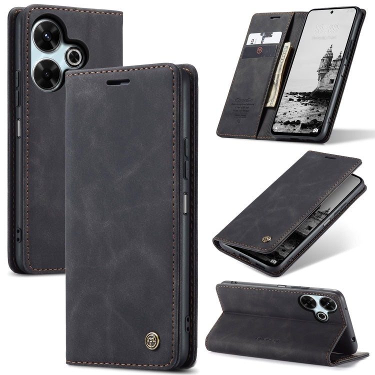 For Redmi 13 CaseMe 013 Multifunctional Horizontal Flip Leather Phone Case(Black) - Redmi 13 Cases by CaseMe | Online Shopping UK | buy2fix