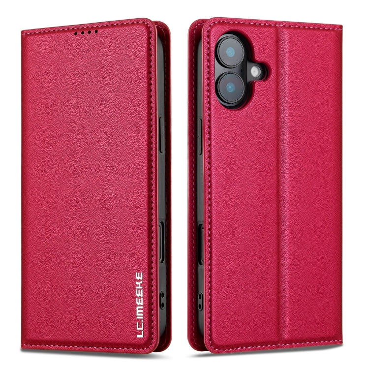 For iPhone 16 LC.IMEEKE L1 Series Frosted Fine Texture PU Phone Case(Red) - iPhone 16 Cases by LC.IMEEKE | Online Shopping UK | buy2fix