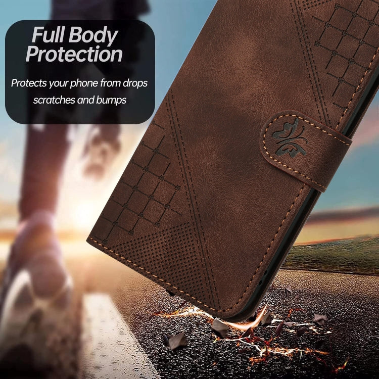 For Sony Xperia 1 VI 2024 YX0080 Grid Butterfly Embossed Pattern Flip Leather Phone Case with Lanyard(Coffee) - Sony Cases by buy2fix | Online Shopping UK | buy2fix