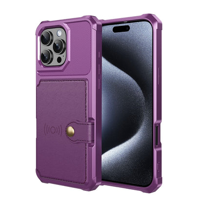 For iPhone 16 Pro Max Magnetic Wallet Card Bag Leather Phone Case(Purple) - iPhone 16 Pro Max Cases by buy2fix | Online Shopping UK | buy2fix