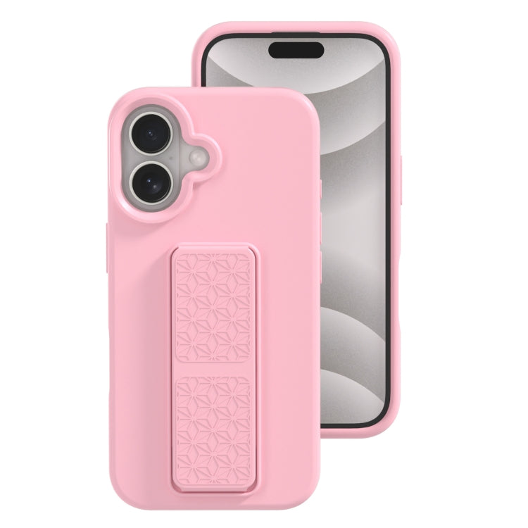 For iPhone 16 Plus Liquid Silicone Holder Phone Case(Pink) - iPhone 16 Plus Cases by buy2fix | Online Shopping UK | buy2fix