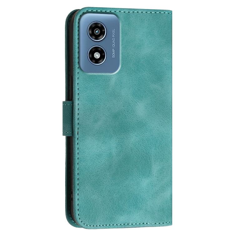 For Motorola Moto G Play 4G 2024 YX0080 Grid Butterfly Embossed Pattern Flip Leather Phone Case with Lanyard(Light Blue) - Motorola Cases by buy2fix | Online Shopping UK | buy2fix