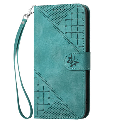 For Motorola Moto G Power 5G 2024 YX0080 Grid Butterfly Embossed Pattern Flip Leather Phone Case with Lanyard(Light Blue) - Motorola Cases by buy2fix | Online Shopping UK | buy2fix