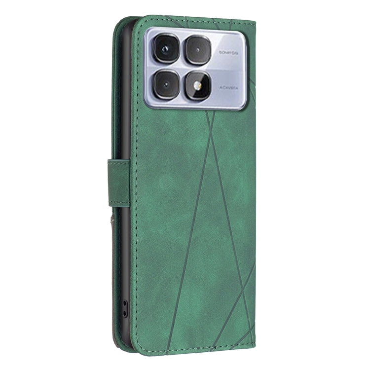 For Redmi K70 Ultra Magnetic Buckle Rhombus Texture Leather Phone Case(Green) - Xiaomi Cases by buy2fix | Online Shopping UK | buy2fix