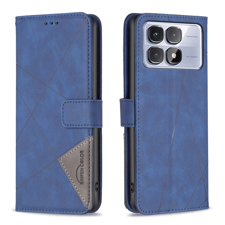 For Redmi K70 Ultra Magnetic Buckle Rhombus Texture Leather Phone Case(Blue) - Xiaomi Cases by buy2fix | Online Shopping UK | buy2fix