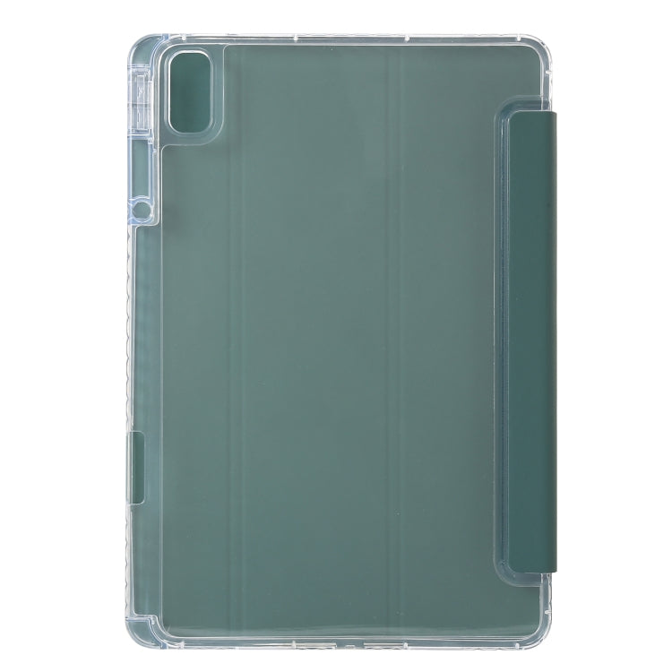 For Huawei Matepad SE 11 2024 Clear Acrylic 3-Fold Leather Tablet Case(Dark Green) - Huawei by buy2fix | Online Shopping UK | buy2fix