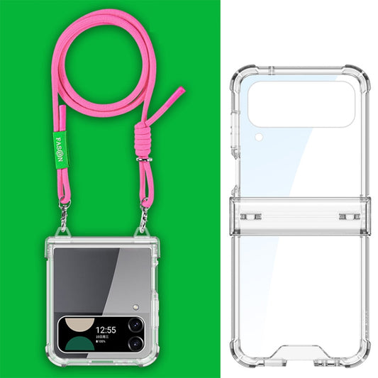 For Samsung Galaxy Z Flip4 GKK Airbag Hinge Full Coverage Phone Case with Crossbody Rope(Pink) - Galaxy Z Flip4 5G Cases by GKK | Online Shopping UK | buy2fix