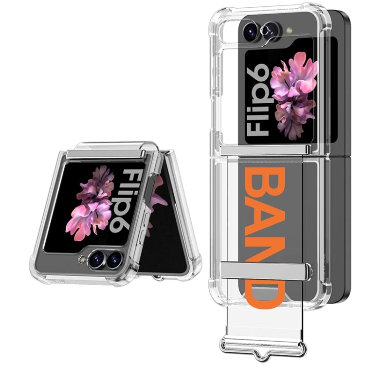 For Samsung Galaxy Z Flip6 GKK Clear Airbag Wristband Holder Phone Case(Transparent Orange) - Galaxy Z Flip6 5G Cases by GKK | Online Shopping UK | buy2fix