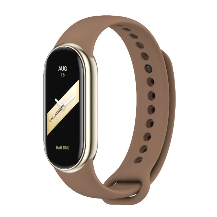 For Xiaomi Smart Band 9 / 8 MIJOBS Metal Buckle Solid Color Silicone Watch Band(Coffee Color) - Watch Bands by MIJOBS | Online Shopping UK | buy2fix