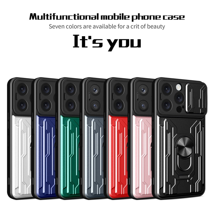 For iPhone 16 Pro Max Sliding Camshield TPU+PC Phone Case with Card Slot(Dark Green) - iPhone 16 Pro Max Cases by buy2fix | Online Shopping UK | buy2fix