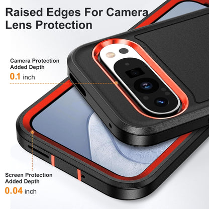 For Google Pixel 9 Rugged PC + Silicone Phone Case with Holder(Black+Orange) - Google Cases by buy2fix | Online Shopping UK | buy2fix