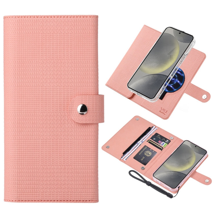 For Samsung Galaxy S24 5G ViLi GHB-C Series RFID MagSafe Magnetic Flip Leather Phone Case(Pink) - Galaxy S24 5G Cases by ViLi | Online Shopping UK | buy2fix