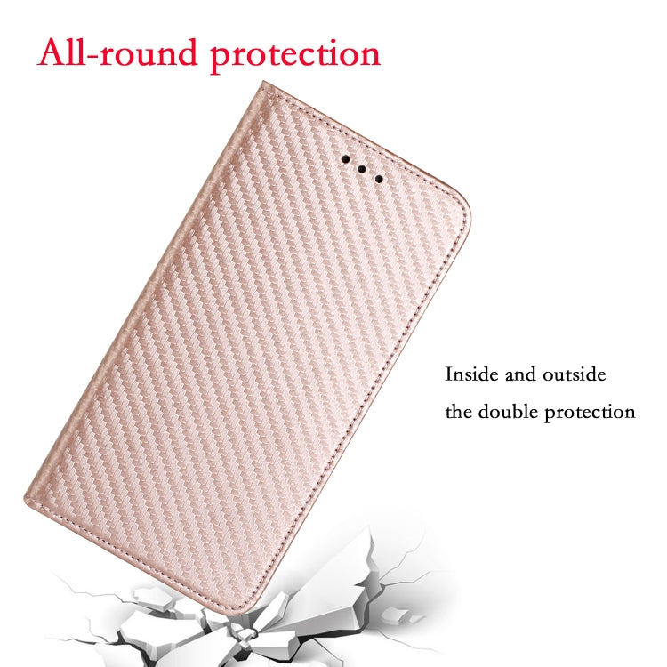 For iPhone 16 Pro Max Carbon Fiber Texture Magnetic Flip Leather Phone Case(Rose Gold) - iPhone 16 Pro Max Cases by buy2fix | Online Shopping UK | buy2fix