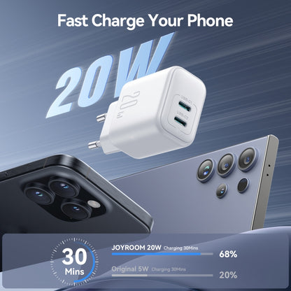 JOYROOM JR-TCF12 20W Dual USB-C / Type-C Fast Charger, Specification:EU Plug(White) - USB Charger by JOYROOM | Online Shopping UK | buy2fix