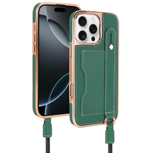 For iPhone 16 Pro Max VIETAO Card Slot Wristband Phone Case with Lanyard(Green) - iPhone 16 Pro Max Cases by VIETAO | Online Shopping UK | buy2fix