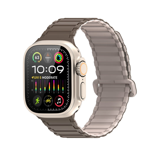 For Apple Watch Series 2 42mm DUX DUCIS KJ Series Magnetic Buckle Silicone Watch Band(Brown Grey) - Watch Bands by DUX DUCIS | Online Shopping UK | buy2fix