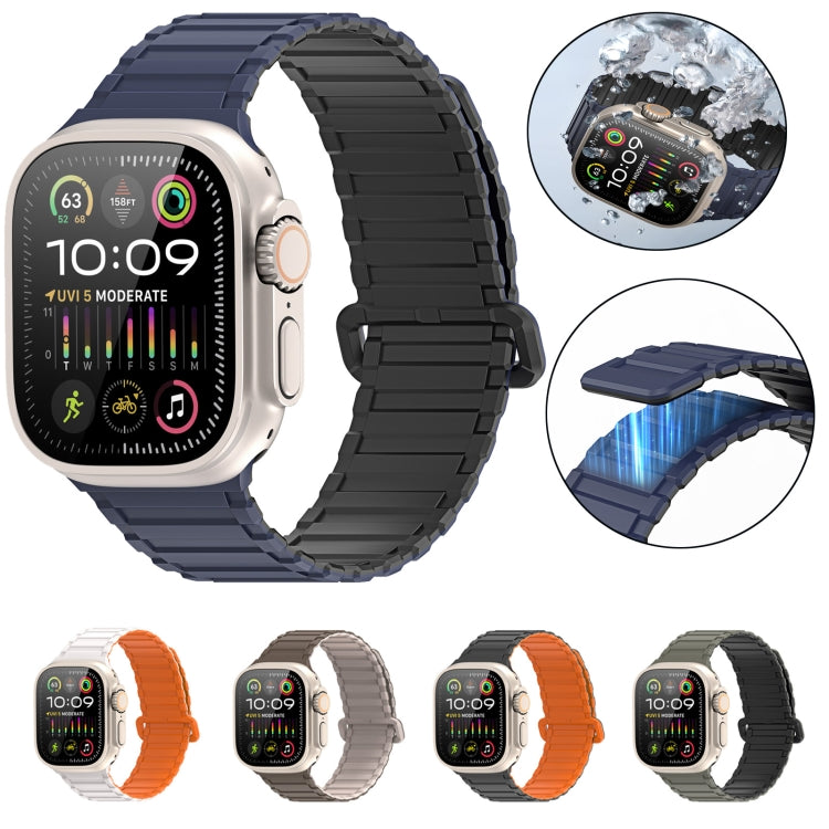 For Apple Watch 42mm DUX DUCIS KJ Series Magnetic Buckle Silicone Watch Band(Black Orange) - Watch Bands by DUX DUCIS | Online Shopping UK | buy2fix