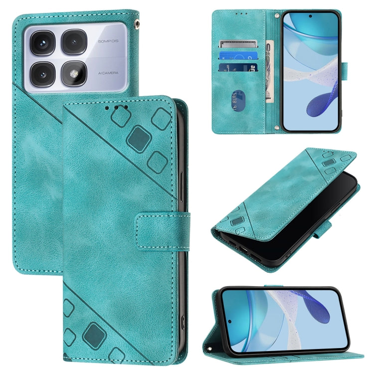 For Redmi K70 Ultra 5G Global Skin-feel Embossed Leather Phone Case(Green) - Xiaomi Cases by buy2fix | Online Shopping UK | buy2fix