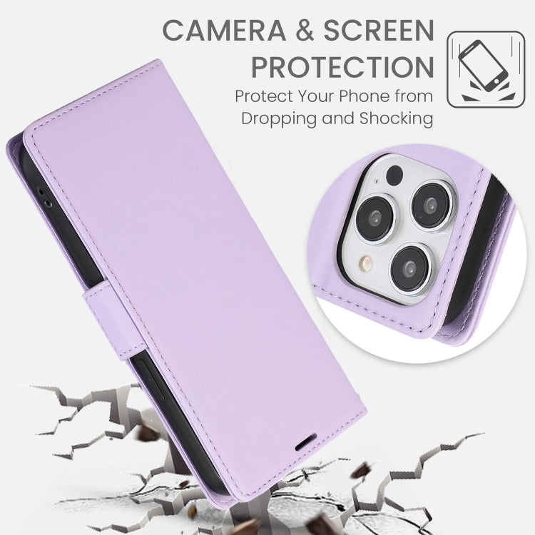 For iPhone 16 Pro Max Side Buckle RFID Anti-theft Leather Phone Case(Light Purple) - iPhone 16 Pro Max Cases by buy2fix | Online Shopping UK | buy2fix