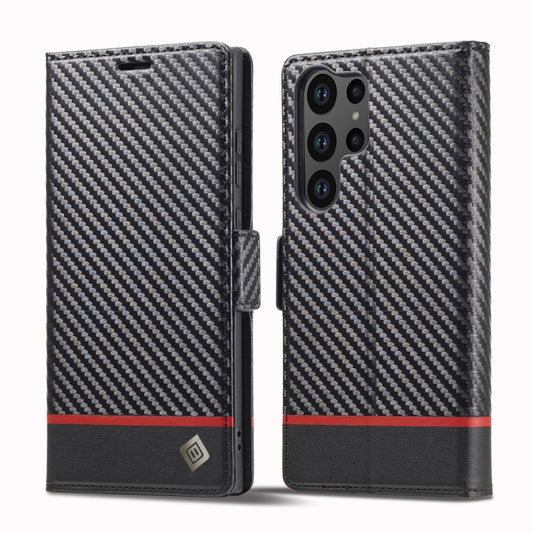 For Samsung Galaxy S25 Ultra 5G LC.IMEEKE Carbon Fiber Leather Phone Case(Horizontal Black) - Galaxy S25 Ultra 5G Cases by LC.IMEEKE | Online Shopping UK | buy2fix