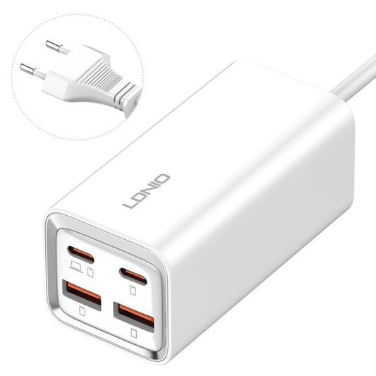 LDNIO A4610C PD65W Dual USB-C / Type-C + Dual USB Fast Charger, Cable Length: 1.5m, Plug Type:EU Plug·(White) - USB Charger by LDNIO | Online Shopping UK | buy2fix